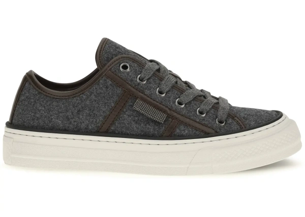 Sneakers Brunello Cucinelli gri din piele intoarsa