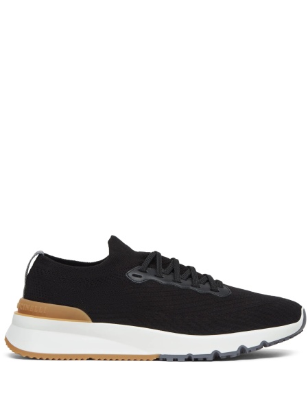 Sneakers Brunello Cucinelli negri din bumbac si piele