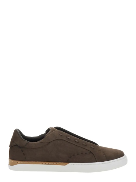 Sneakers 'City' brown Sneakers with slip-on design and logo lettering in leather for men