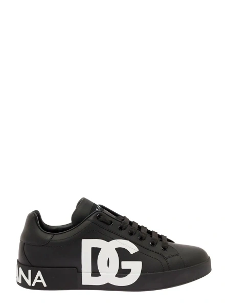 Sneakers Dolce & Gabbana 'Portofino' negri din piele