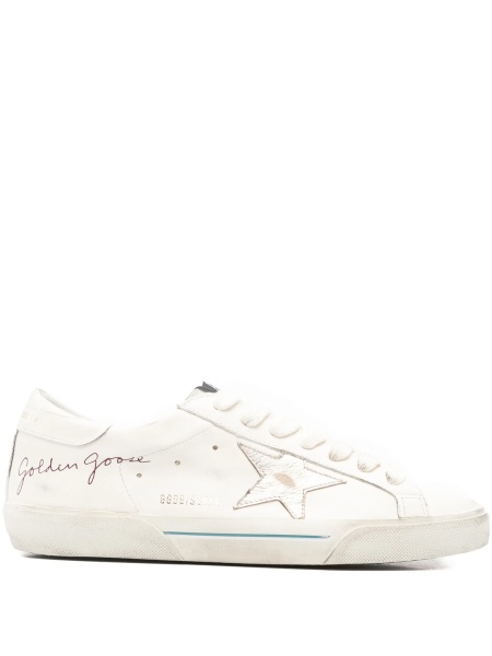 Sneakers Golden Goose star albi din piele