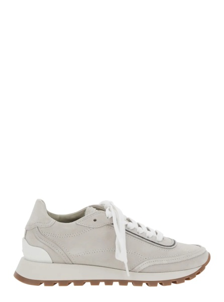 Sneakers Grey Low Top Sneakers with Perforated Round Toe and Rubber Sole in Suede for Women