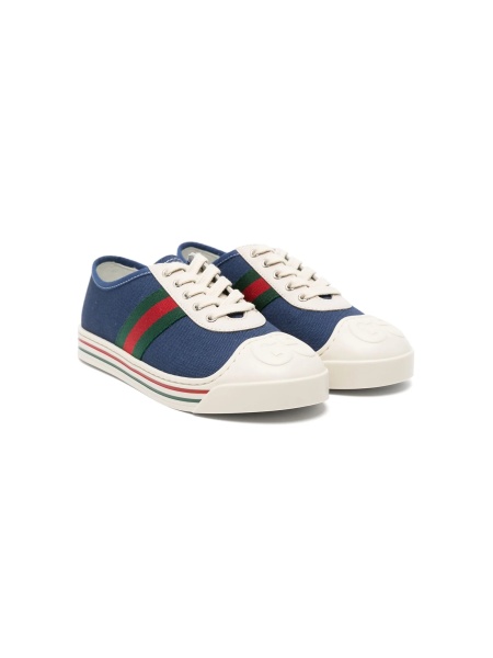Sneakers Gucci albastri din piele si material textil