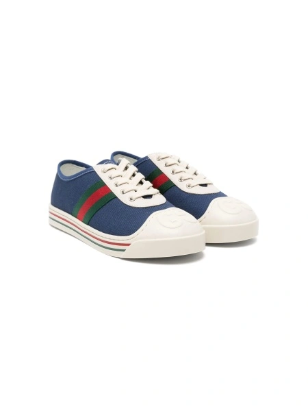 Sneakers Gucci albastri din piele si material textil