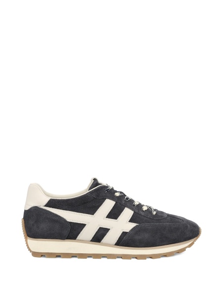 Sneakers Hogan albastri din piele si piele intoarsa