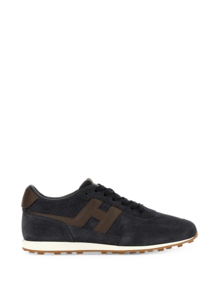 Sneakers Hogan albastri din piele si piele intoarsa