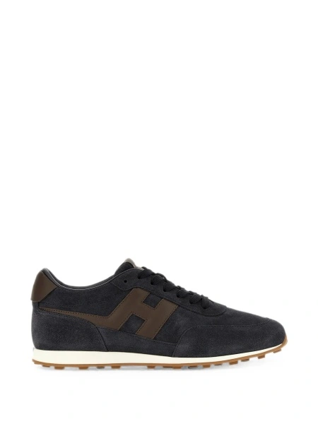Sneakers Hogan albastri din piele si piele intoarsa