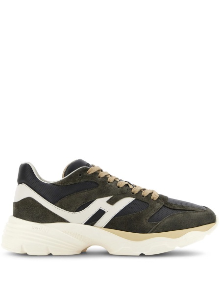Sneakers Hogan gri din piele si piele intoarsa