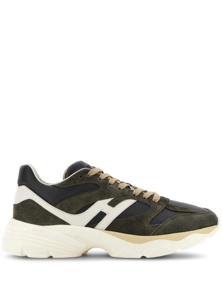 Sneakers Hogan gri din piele si piele intoarsa
