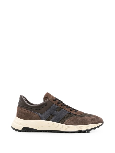 Sneakers Hogan maro din material textil si piele