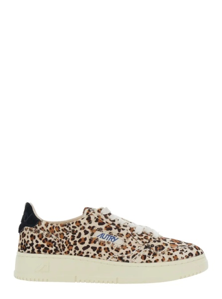 Sneakers 'Medalist' Brown Sneakers with leopard motif and logo lettering patch on the tongue in leather for women