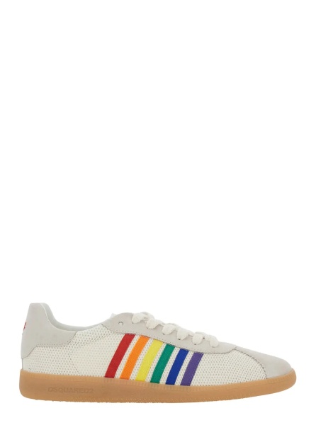 Sneakers Multicolor Sneaker with Logo Lettering Embroidery on the Tongue and Striped Details on the Side in Leather and Fabric for Men