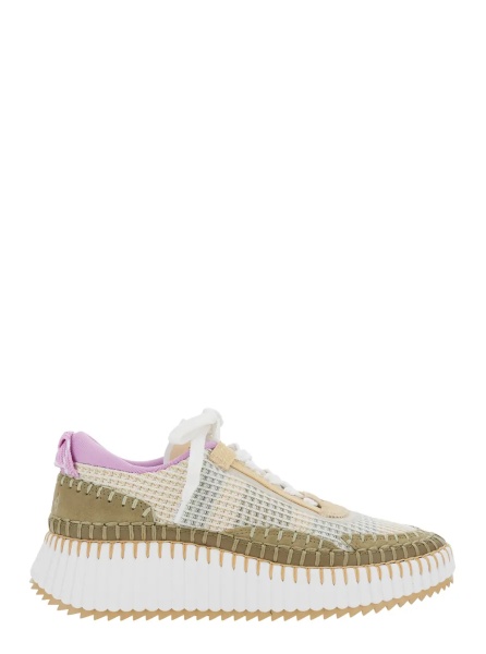 Sneakers 'Nama' Beige Sneakers with High Platform and Contrasting Details in Suede for Women