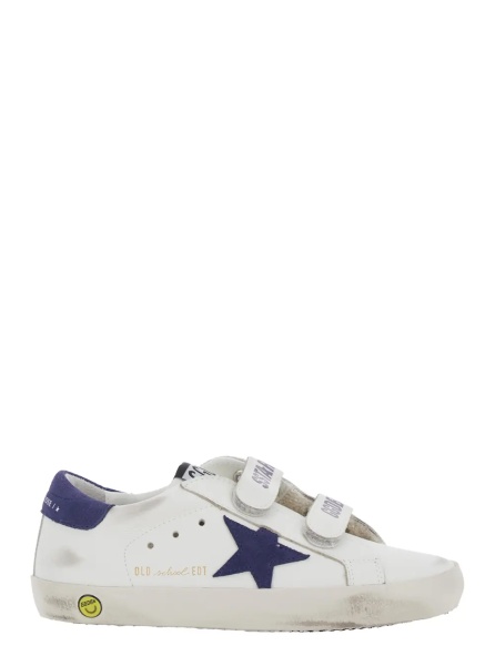 Sneakers 'Old School' White Low Top Sneakers with Side Star Patch in Leather boy