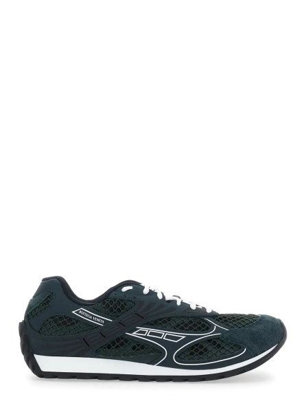 Sneakers 'Orbit' Green Sneakers with Logo Lettering Detail in Suede and Tech Fabric for Men