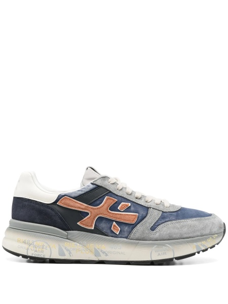 Sneakers Premiata albastri din material textil si piele intoarsa