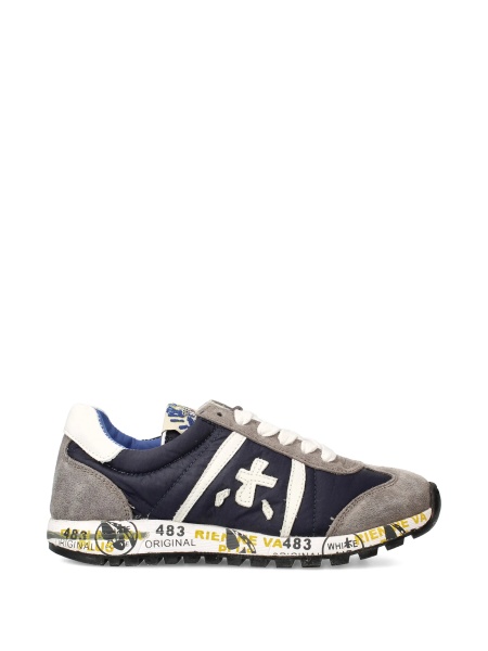 Sneakers Premiata albastri din polyester si piele intoarsa