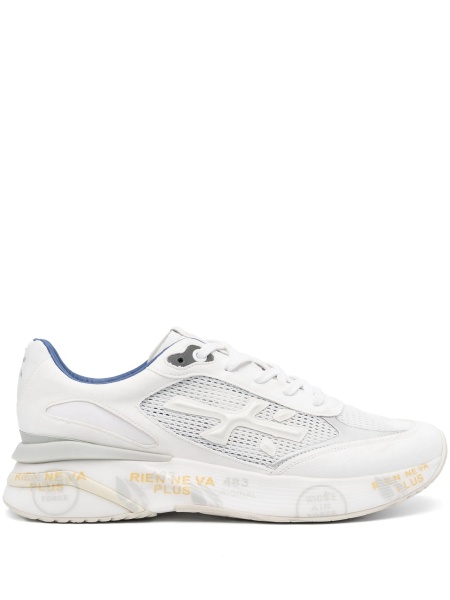 Sneakers Premiata albi din polyester si plasa