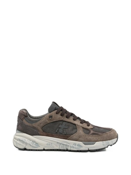 Sneakers Premiata maro din plasa si piele intoarsa