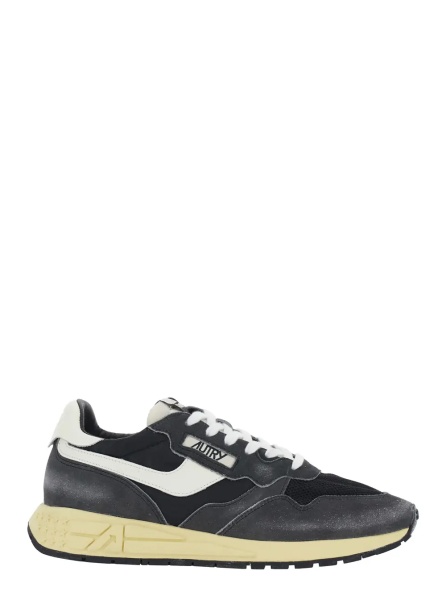 Sneakers 'Reelwind' Black Low Top Sneakers with Logo Patch on the Tongue and Faded Design in Leather and Fabric for Men