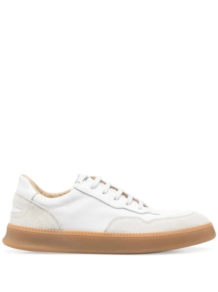 Sneakers SPALWART albi din material textil si piele