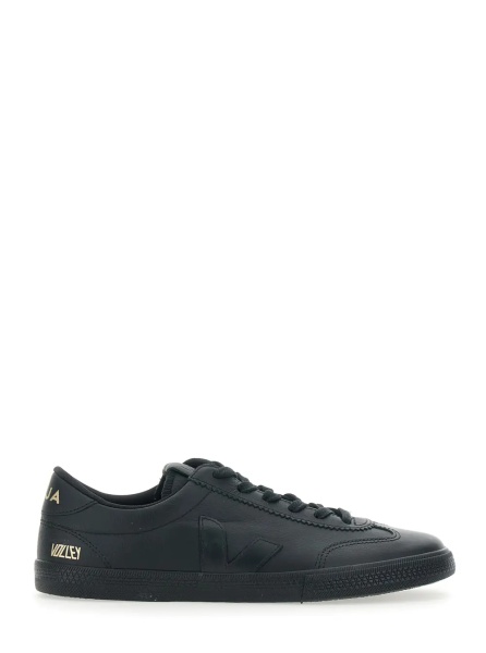 Sneakers 'Volley' Black Low Top Sneakers with Embossed Logo on the Side and Logo Lettering on the Rear in Leather Unisex