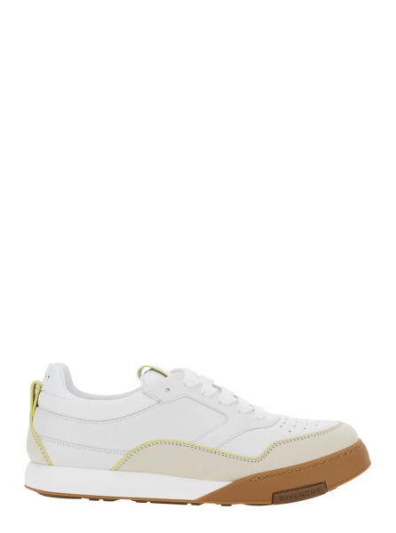 Sneakers White Low Top Sneaker with Logo Lettering on the Back and Logo Patch on the Tongue in Leather for Men