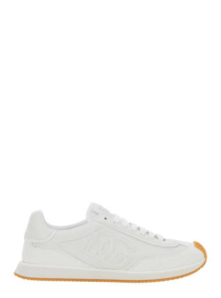 Sneakers White Low Top Sneakers with Logo Patch on the Tongue and Side in Leather for Men