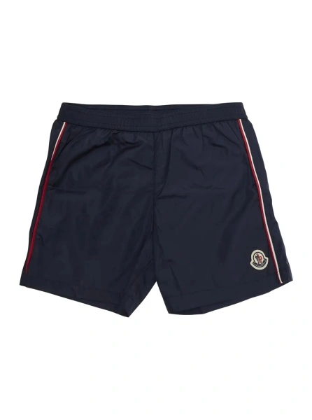 Sorturi Blue Swim shorts with logo patch on the front and striped details on the side in Tech Fabric Boy