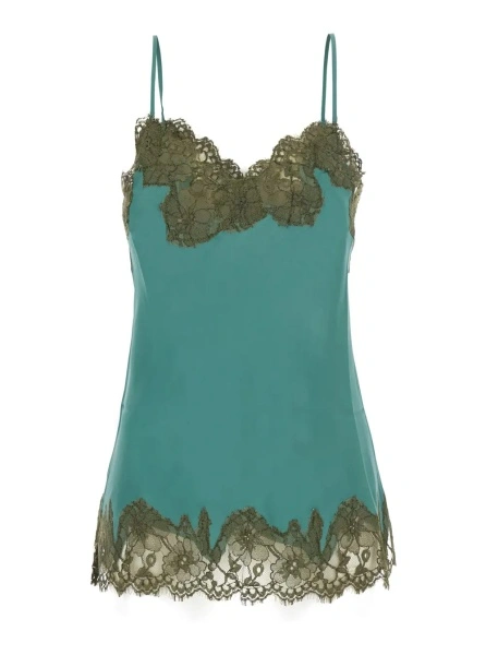 Top GOLD HAWK albastru din satin