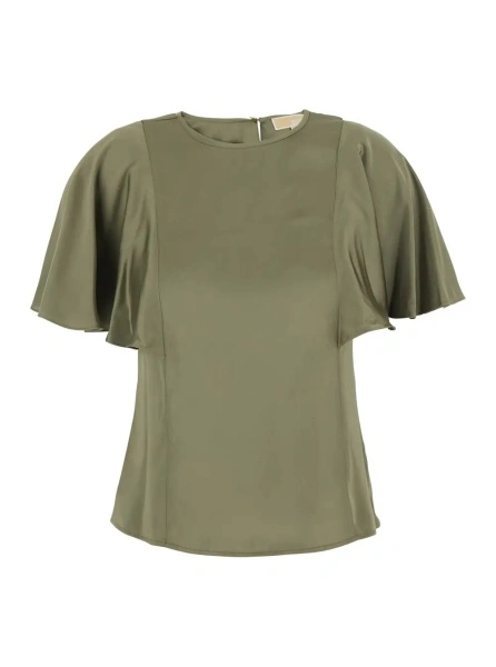 Topuri Green Top with keyhole closure on the back and short sleeves in Tech Fabric for women