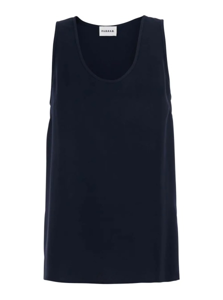 Topuri P.A.R.O.S.H. Blue Sleeveless Top with Round Neck in Fabric for Women