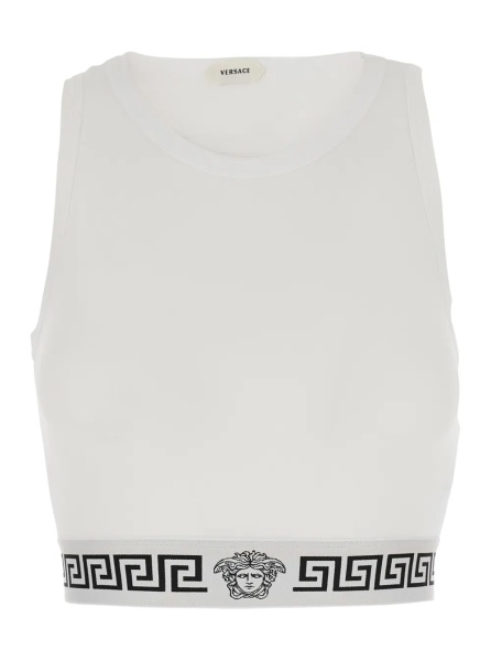 Topuri White Top with elasticized design and logo band in Cotton Women