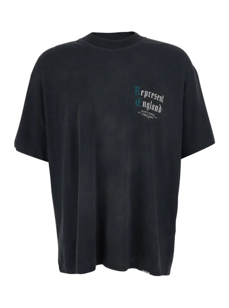 Tricou Black Crew neck T-shirt with logo detail on the front and maxi print on the back in cotton for men