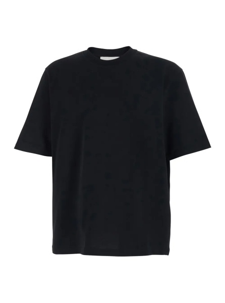 Tricou Black Crewneck T-Shirt with ADC Embroidery on the Front in Cotton Man