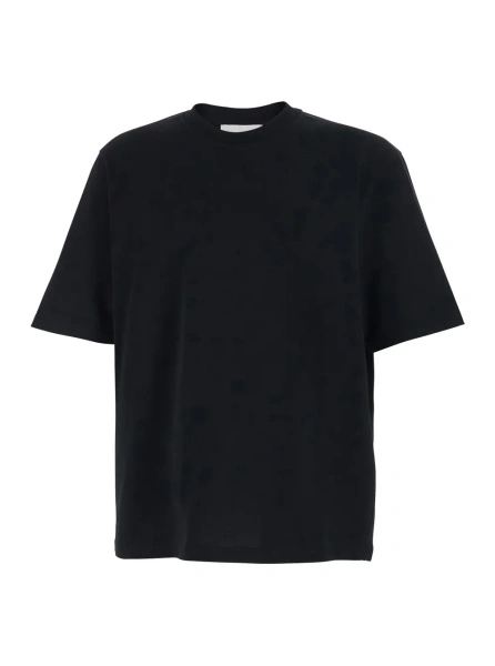 Tricou Black Crewneck T-Shirt with ADC Embroidery on the Front in Cotton Man