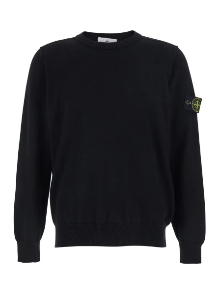 Tricou Black T-Shirt with Long Sleeves and Logo Patch on the Sleeve In cotton for Men