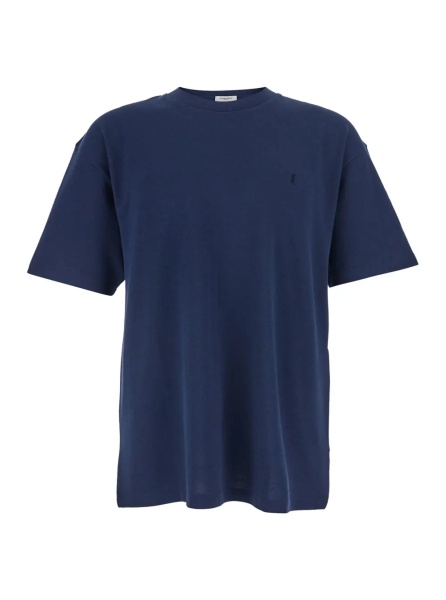 Tricou Blue T-Shirt with Round Neck and Short Sleeves in Cotton for Men