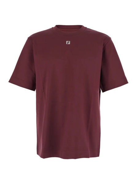 Tricou Bordeaux Crew Neck T-Shirt with FF Plate on the Front in Cotton Man