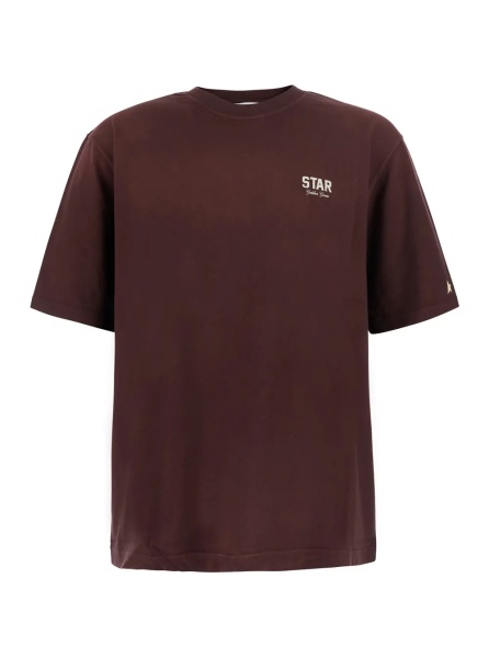 Tricou Bordeaux Crew Neck T-Shirt with Logo Lettering on the Front in Cotton for Men
