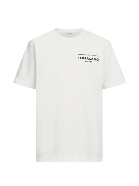 Tricou Ferragamo alb din bumbac organic