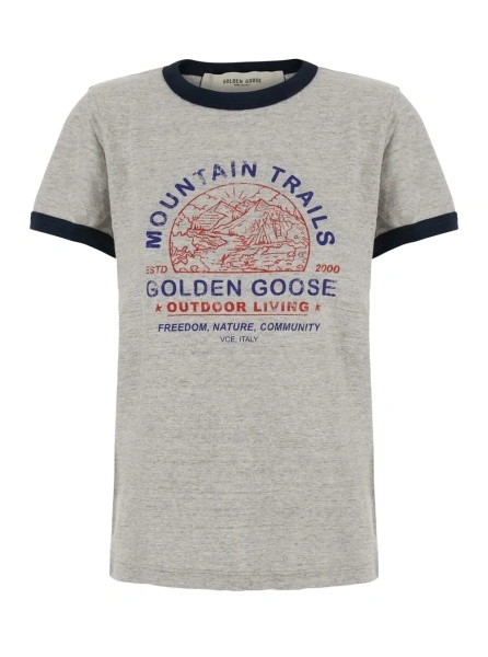 Tricou Golden Goose gri din bumbac