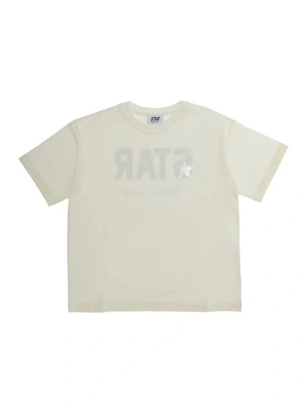 Tricou GOLDEN GOOSE KIDS bej din bumbac