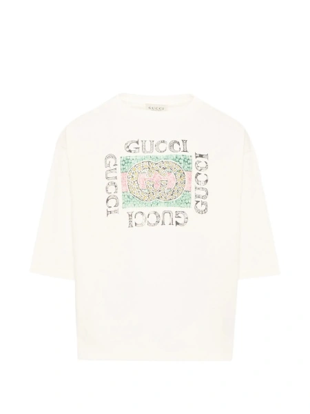 Tricou Gucci alb din bumbac