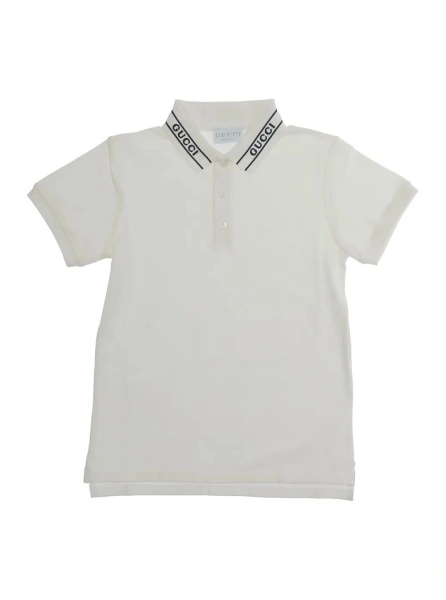 Tricou polo Gucci alb din bumbac