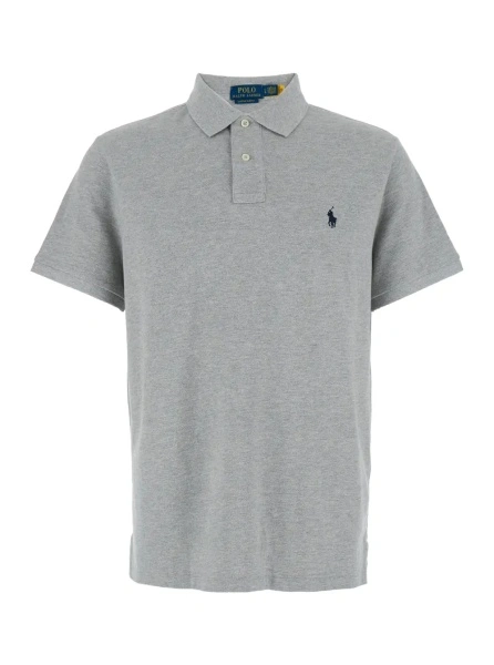 Tricou polo Ralph Lauren gri din bumbac