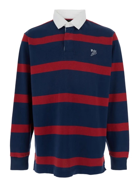 Tricou Polo "Rugby" Multicolor Polo Shirt with Logo Embroidery on the Front and All-Over Striped Motif in Cotton Man
