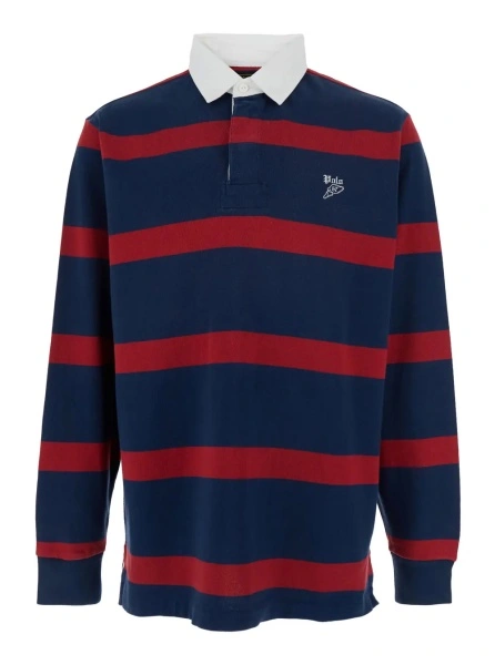 Tricou Polo "Rugby" Multicolor Polo Shirt with Logo Embroidery on the Front and All-Over Striped Motif in Cotton Man