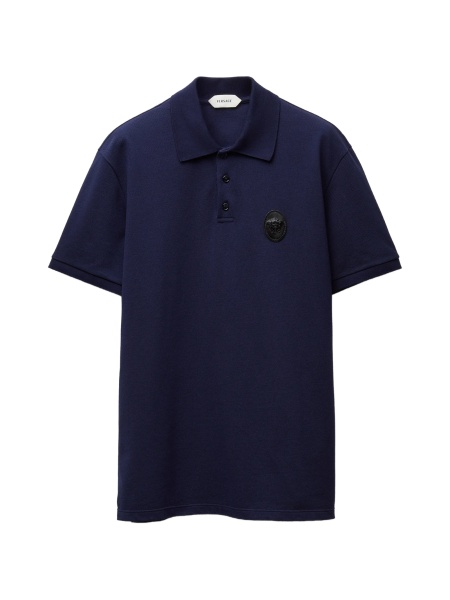Tricou Polo Versace albastru din bumbac