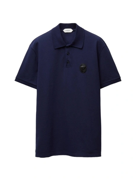 Tricou Polo Versace albastru din bumbac